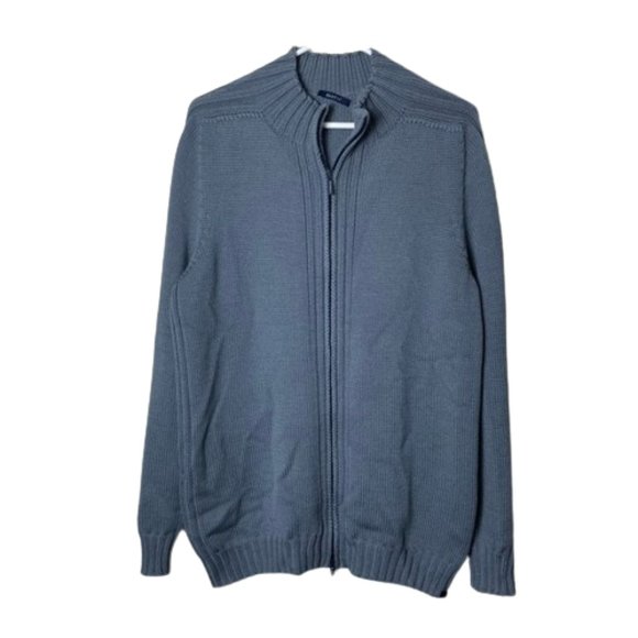 04651/ a trip in a bag gray 100% wool full zip cardigan mens XL italy - Picture 1 of 11
